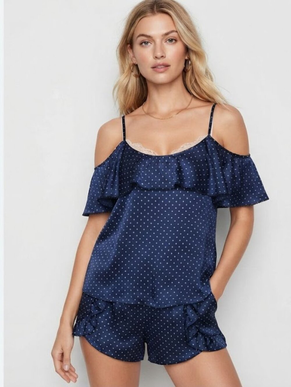 2 Pc Set: Victoria’s Secret Dream Angels Satin‎ Ruffle Cami + Shorts XS